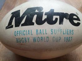 rugby ball branded with mitre name